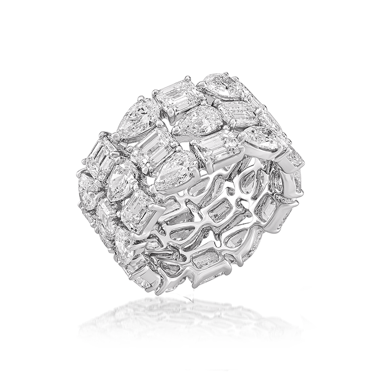 Trés Edge Eternity Ring in 18K White Gold with Diamonds, 12.75cts